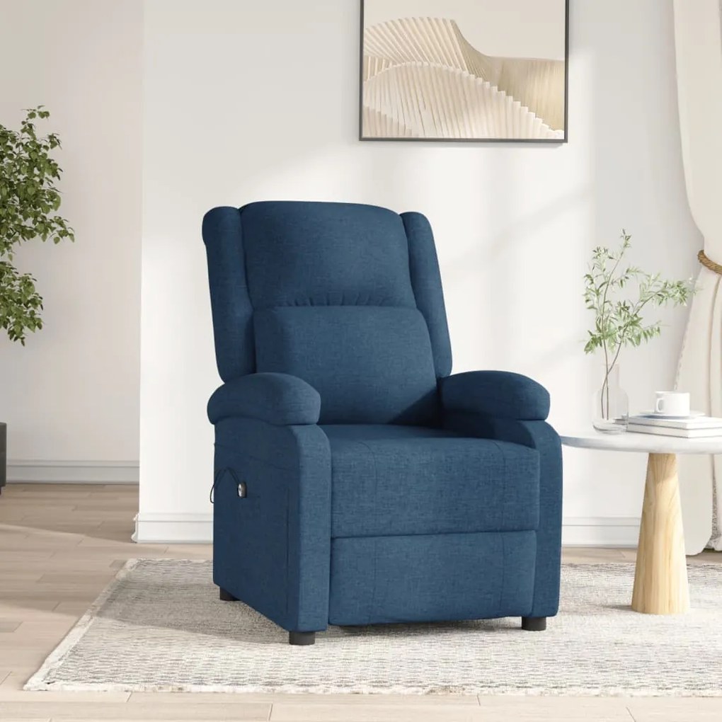 vidaXL Poltrona reclinável elétrica tecido azul