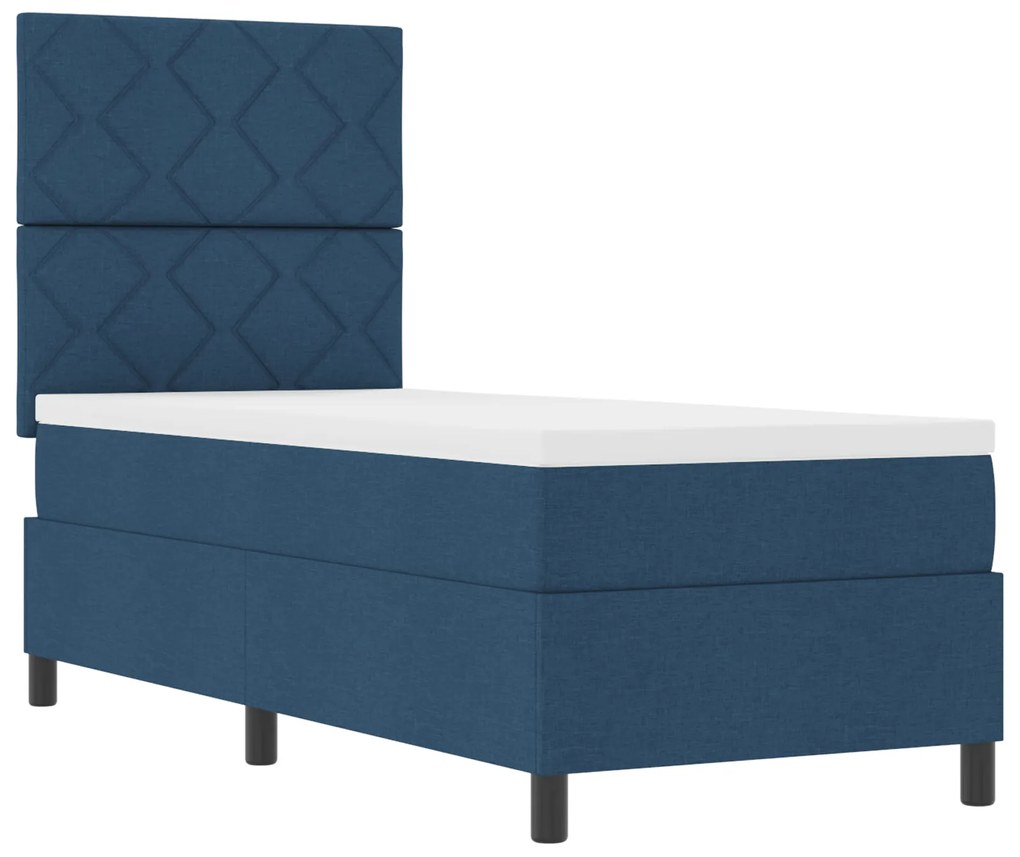 Cama Box Spring com Colchão Azul 80x200 cm Tecido