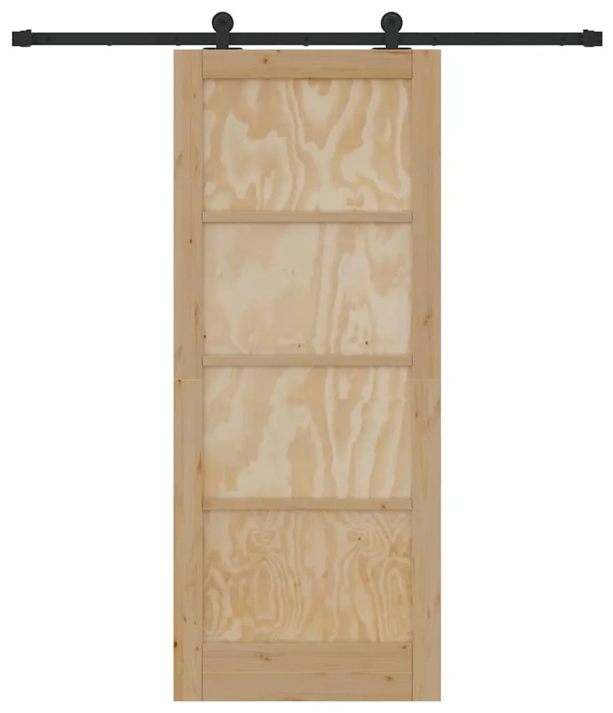 Porta Deslizante vidaXL com Conjunto de Ferragens 83x202 cm Madeira de