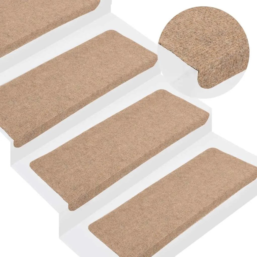 Tapetes de escada adesivos 30 pcs 65x24,5x3,5 cm bege