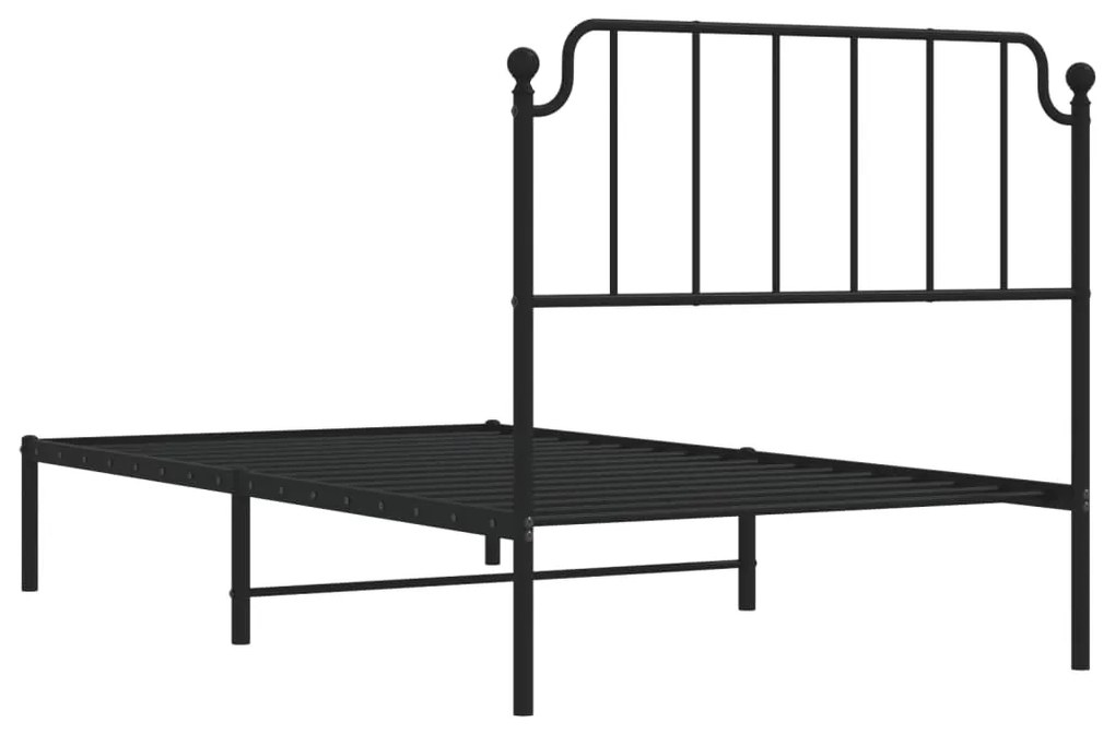 Estrutura de cama com cabeceira 100x190 cm metal preto