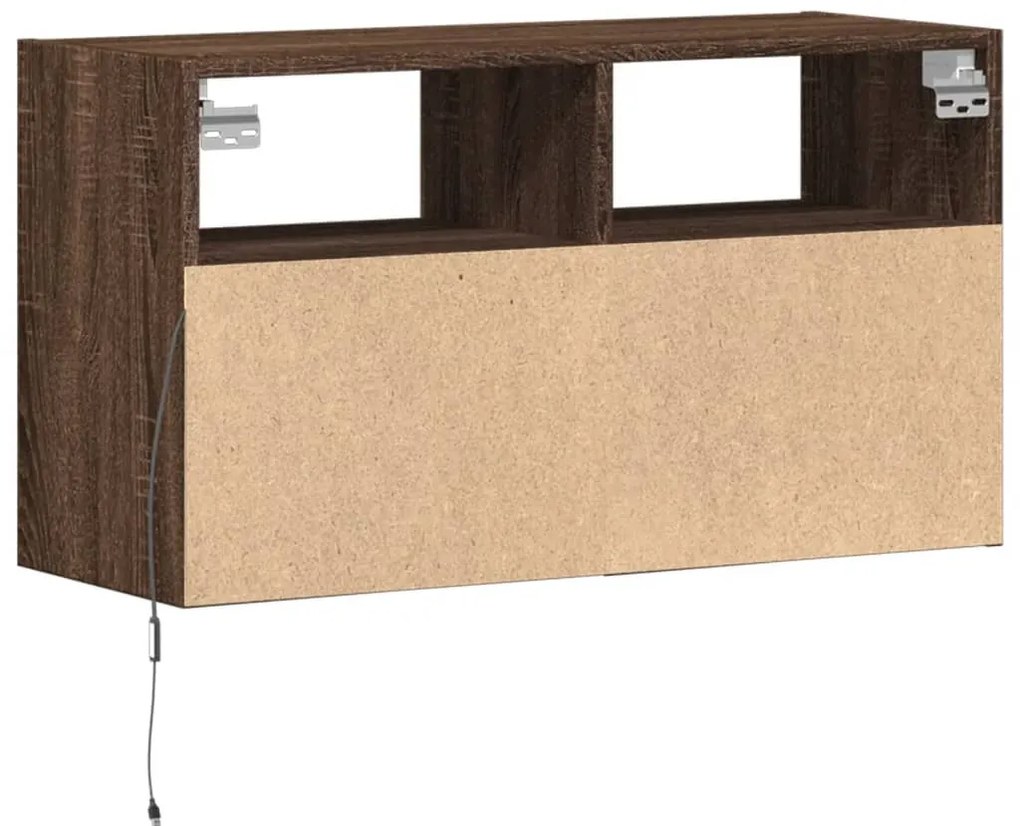 Móvel de parede p/ TV c/ luzes LED 80x31x45cm carvalho castanho