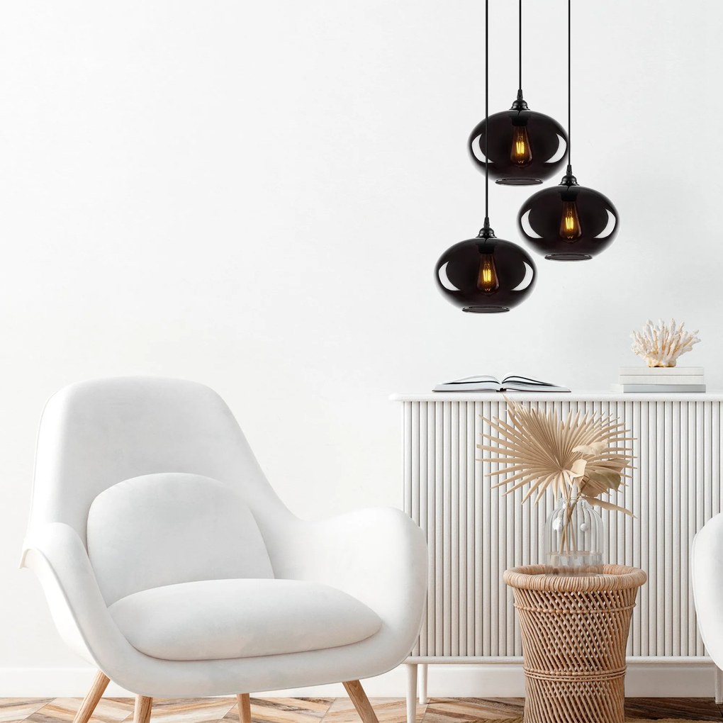 Candeeiro Suspenso Smoked – Fumê – 61 x 61 cm