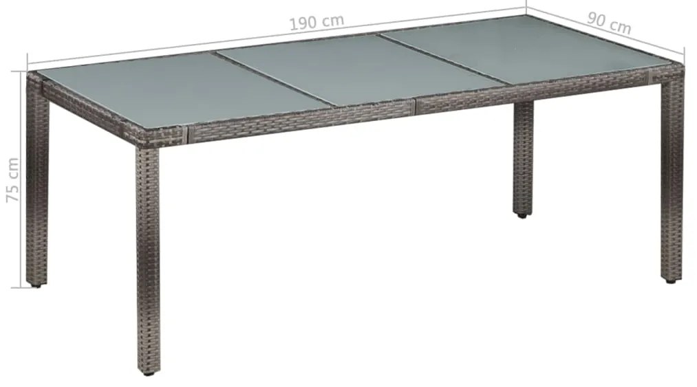 9 pcs conjunto jantar exterior c/ almofadões vime PE cinzento