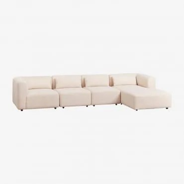 Sofá Modular Chaise Longue Direito De 4 Peças Fogler Tecido Pele De Borrego Bege Creme - Sklum