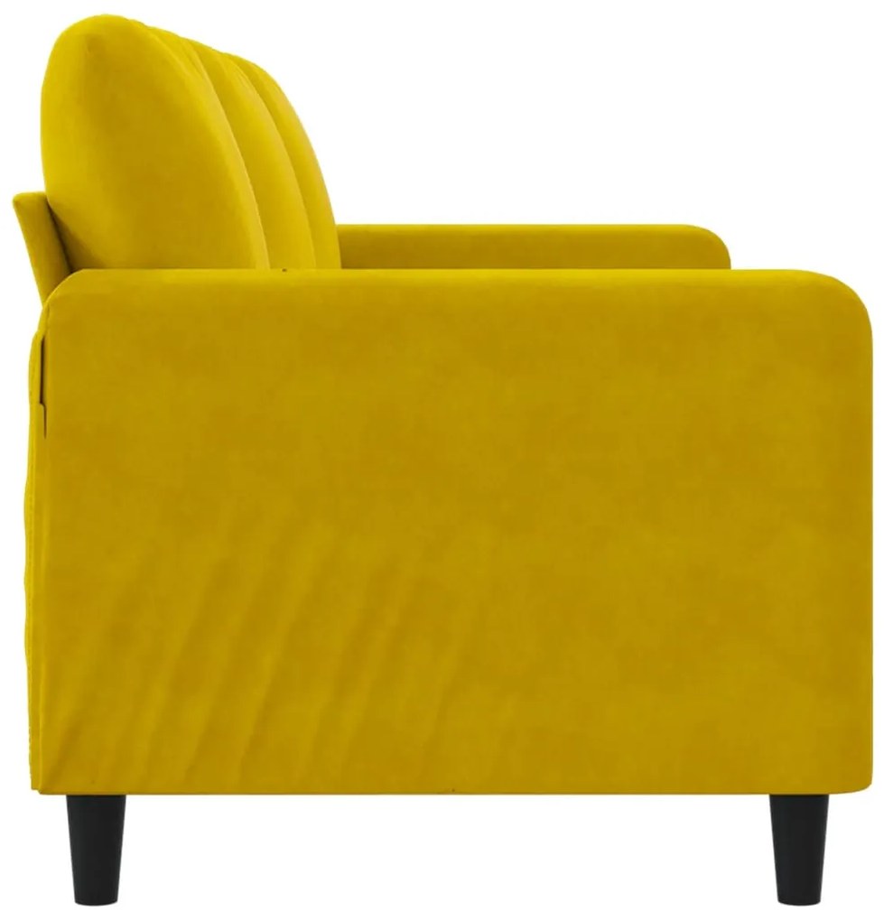Sofá de 3 lugares 180 cm veludo amarelo