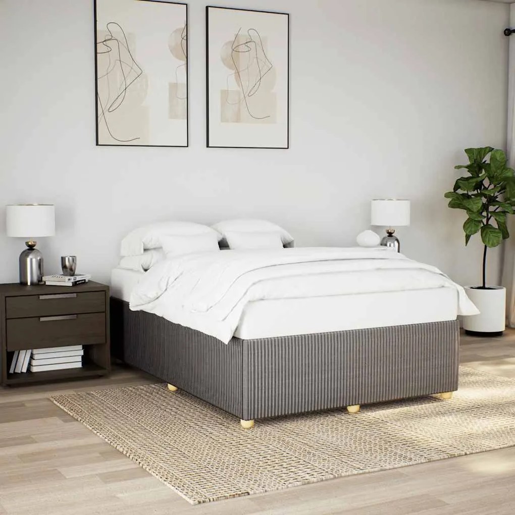 Cama sem colchão 160x200 cm tecido castanho-acinzentado