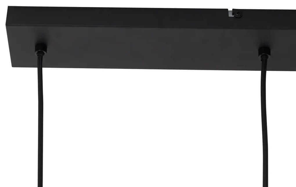 Candeeiro Pendente Moderno Preto com Vidro Fumê 4 Luzes - Dame