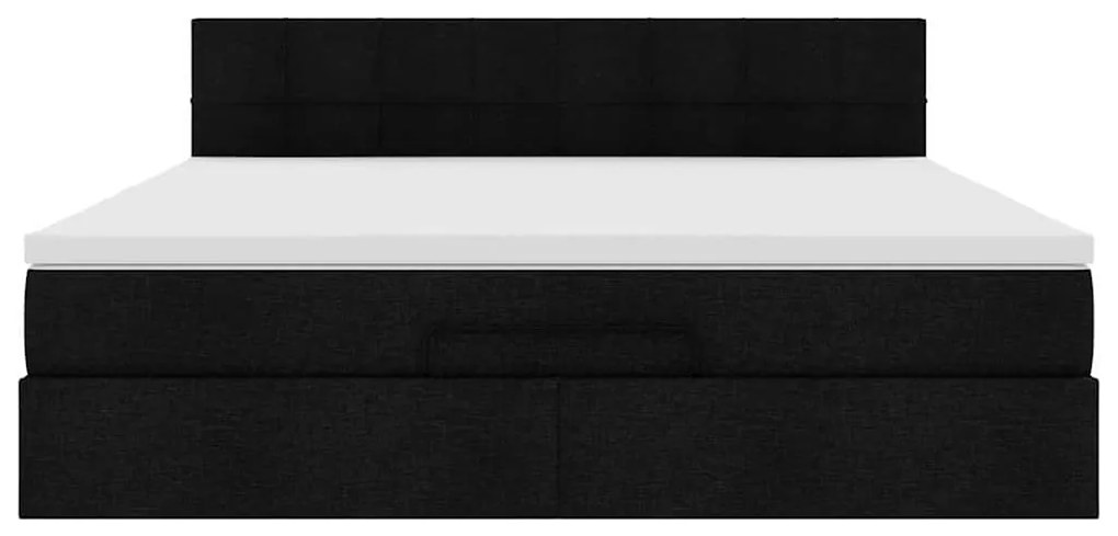 Estrutura de cama otomana com colchão 180x200 cm tecido preto
