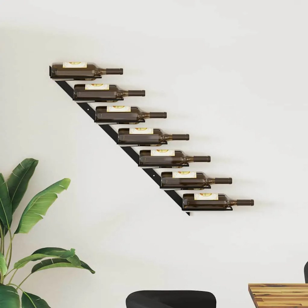 vidaXL Garrafeira de parede para 7 garrafas metal preto