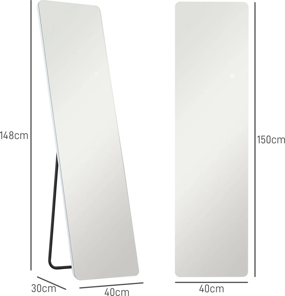 Espelho Pretty - De Pé/Parede com Luz LED - 40x150 cm - Com Iluminação