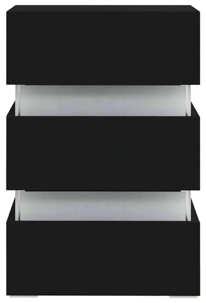 Mesa de cabeceira c/ luzes LED derivados de madeira preto