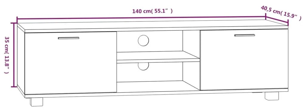 Móvel de TV 140x40,5x35 cm derivados de madeira branco