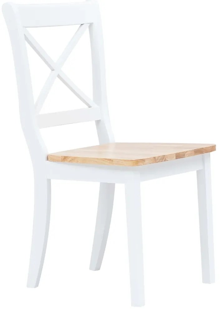 Cadeiras de jantar 2pcs seringueira maciça branco/madeira clara