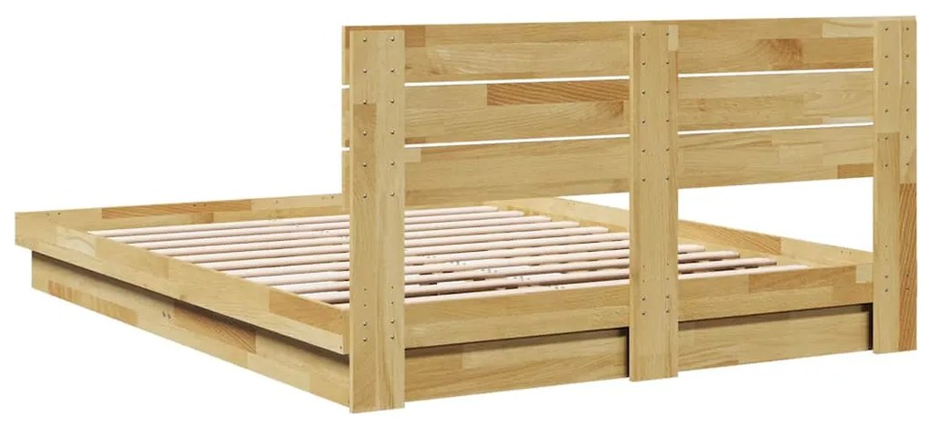 Estrutura cama cabeceira sem colchão 150x200 cm maciça carvalho