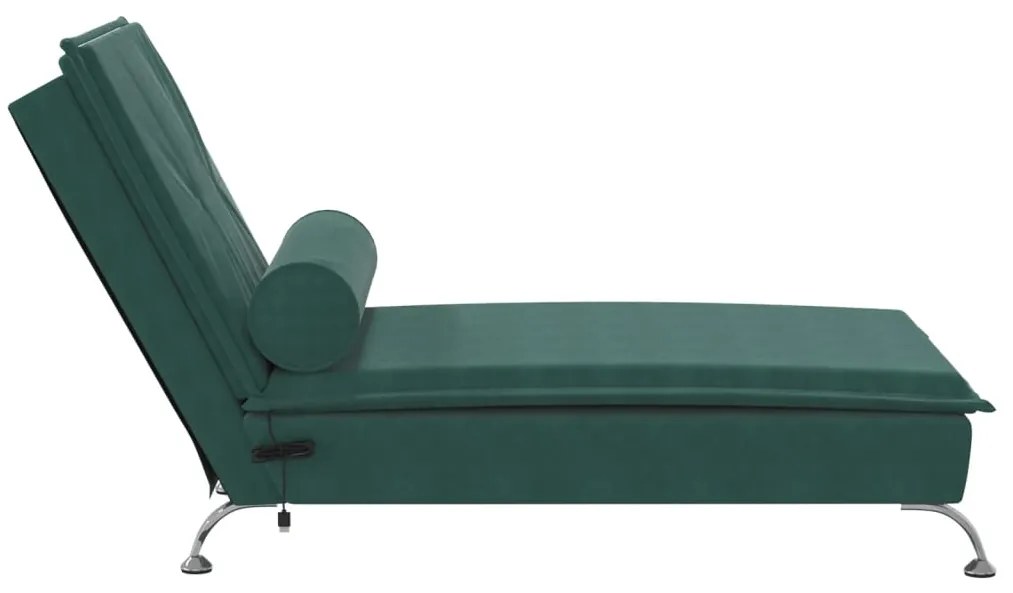 Chaise lounge de massagem com rolo tecido verde-escuro