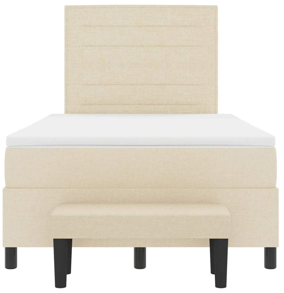 Cama Box Spring com Colchão & Banqueta Creme 120x200 cm Tecido