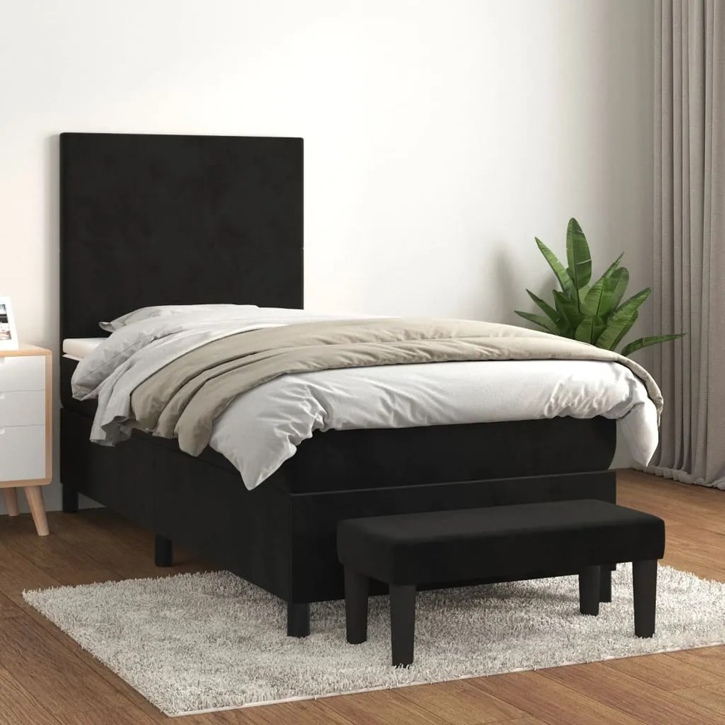3137709 vidaXL Cama com molas/colchão 100x200 cm veludo preto