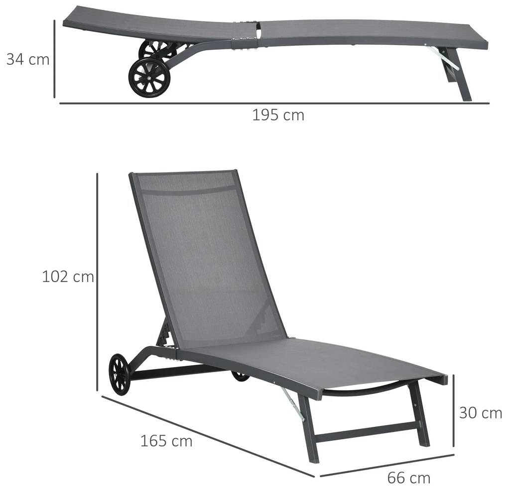 Conjunto de 2 Espreguiçadeiras Reclináveis de Jardim Espreguiçadeiras