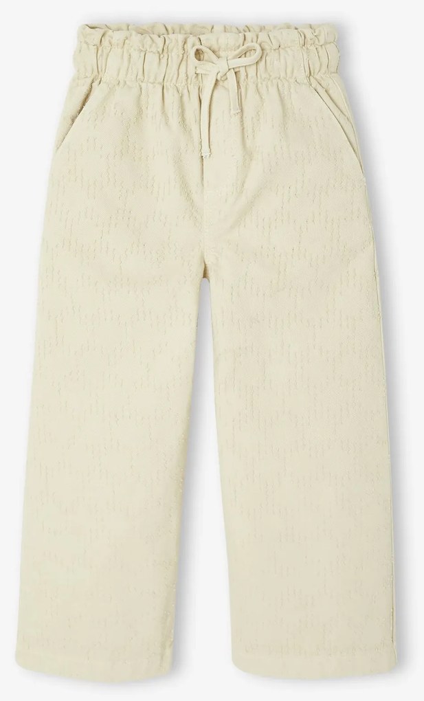 Calças largas com estampado às bolinhas. cru