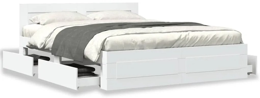 Estrutura de cama c/ cabeceira sem colchão 160x200 cm branco