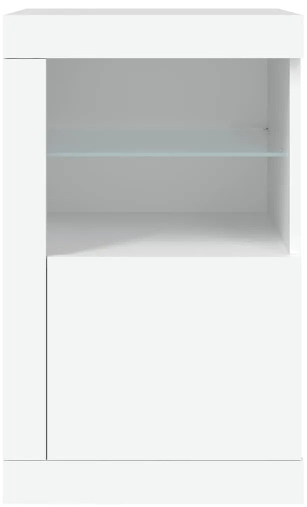 Armário de apoio com luzes LED derivados de madeira branco