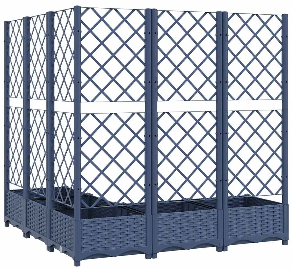 Vaso/floreira jardim c/ treliça 120x120x121,5cm PP cinzento azul