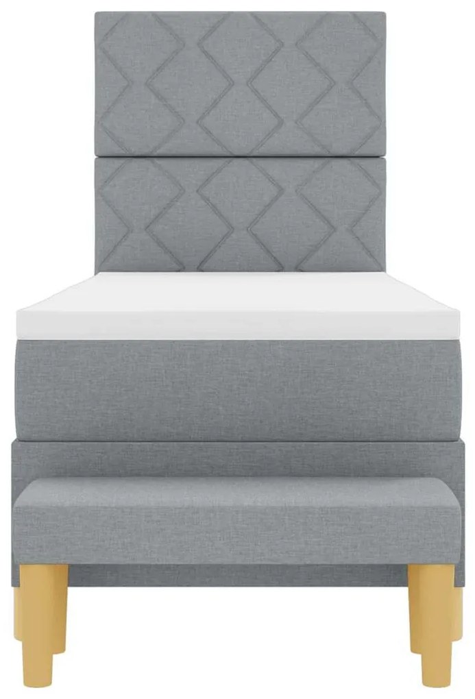 Cama Box com Colchão e Banco Cinza Claro 80x200 cm Tecido