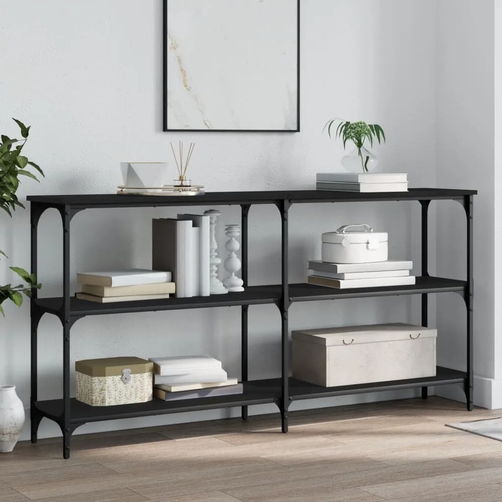 vidaXL Mesa consola 150x29x75 cm derivados de madeira preto