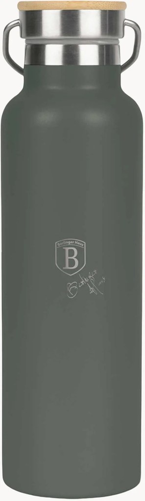 Garrafa térmica com tampa em bambu