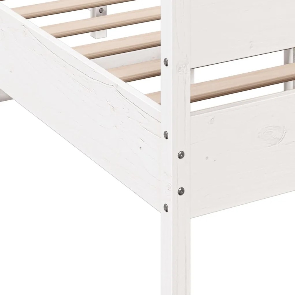 Cama sem colchão 120x190 cm madeira de pinho maciça branco