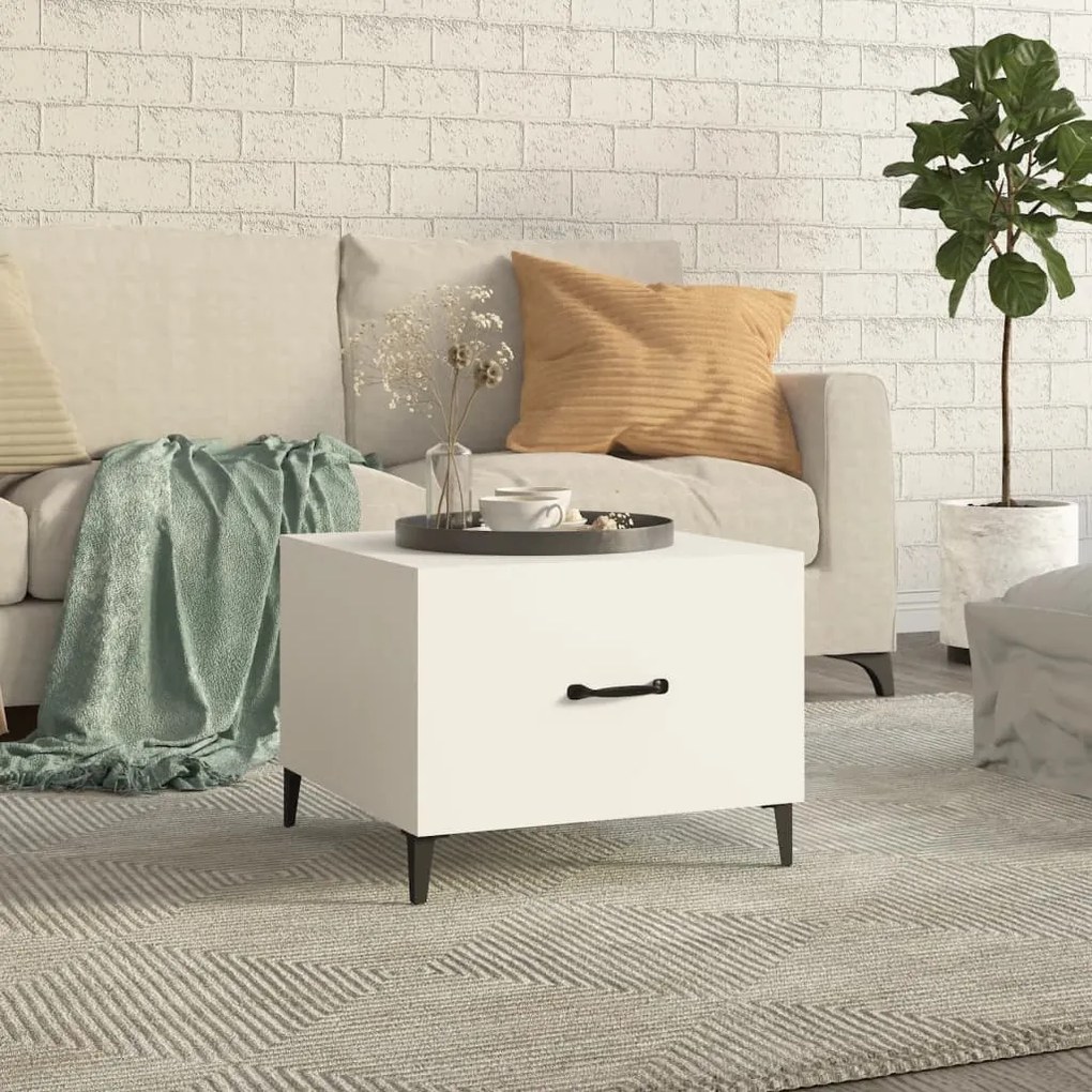 vidaXL Mesa de centro com pernas de metal 50x50x40 cm branco