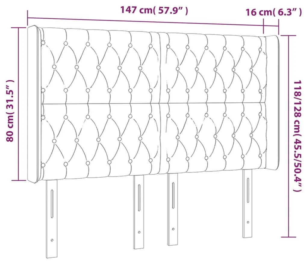 Cabeceira cama c/ abas tecido 147x16x118/128 cm cinzento-claro