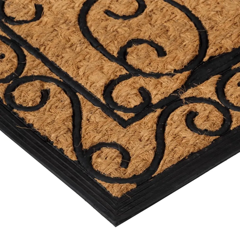 Tapete de porta retangular 45x75 cm borracha e fibra de coco