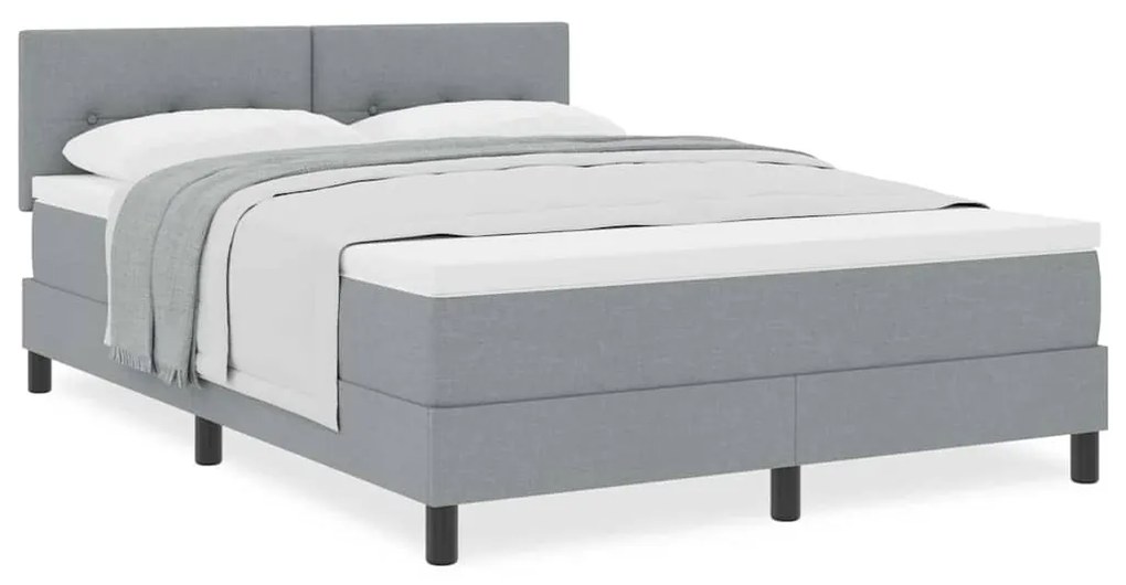 Cama Box Spring com colchão Cinza Claro 140x190 cm Tecido