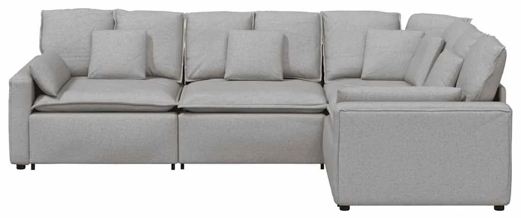 Sofá modular com almofadas tecido cinzento nublado