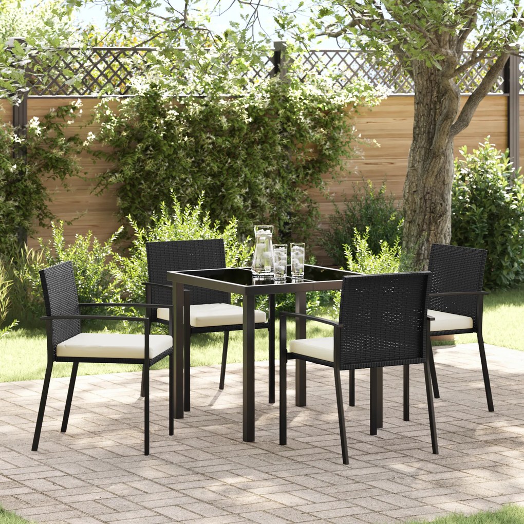 vidaXL Conjunto de Jardim 5 Peças - Poliratan Preto