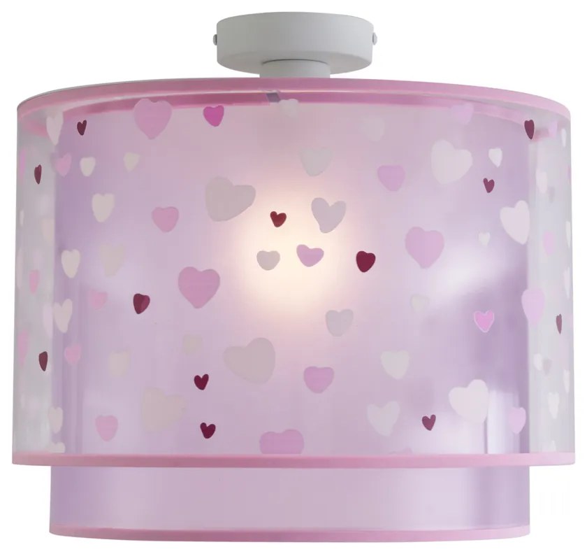 Candeeiro de teto infantil rosa com corações - Harrie in Love