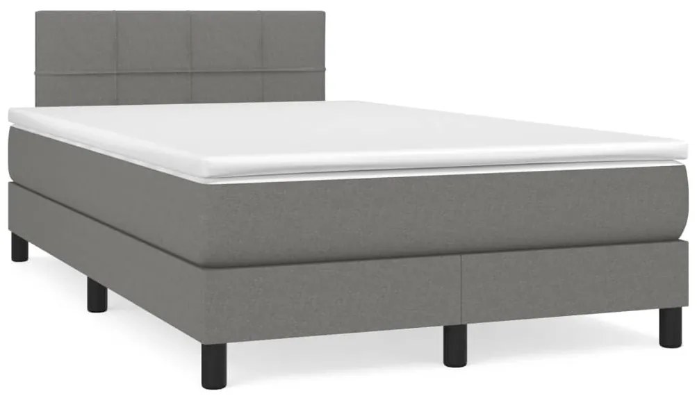 Cama boxspring com colchão 120x190 cm tecido cinzento-escuro