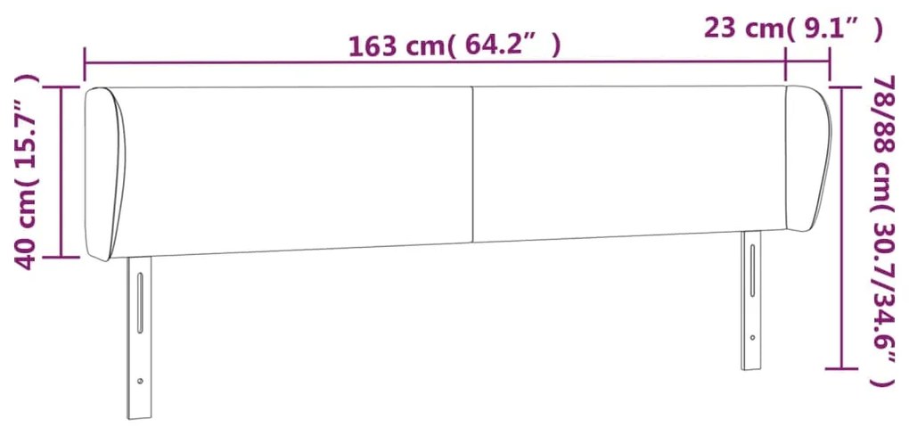 Cabeceira de cama c/ abas tecido 163x23x78/88cm castanho-escuro