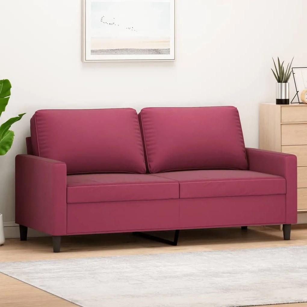 Sofá de 2 lugares veludo 140 cm vermelho tinto