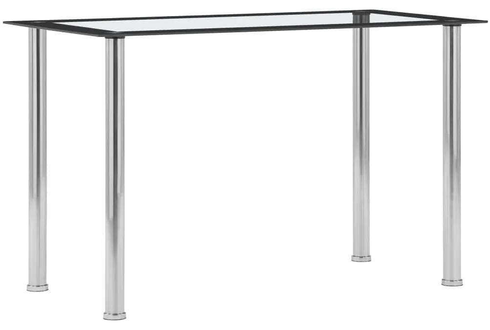 vidaXL Mesa de jantar 120x60x75cm vidro temperado preto e transparente