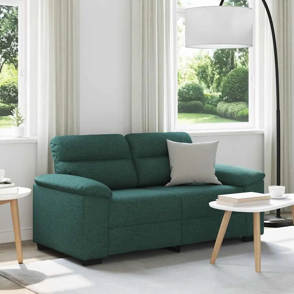 vidaXL Sofá de 2 lugares 160x81x84 cm tecido verde-escuro