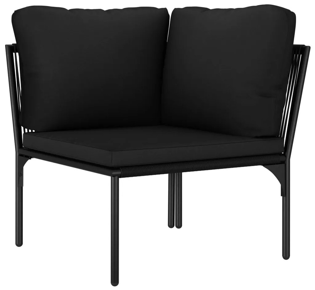 8 pcs conjunto lounge de jardim c/ almofadões PVC preto