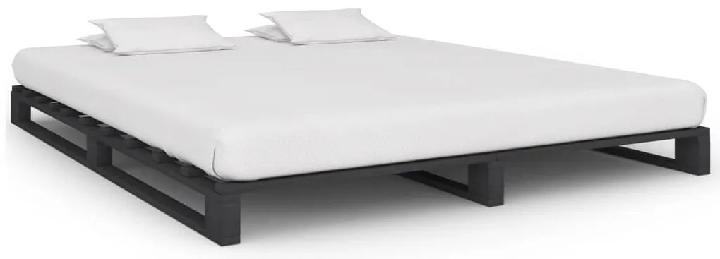 vidaXL Estrutura de cama em paletes pinho maciço 180x200 cm cinzento