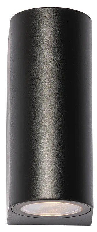 Candeeiro de parede exterior moderno em plástico preto oval 2 luzes - Baleno