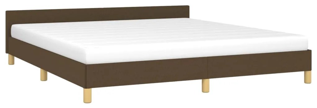 Estrutura de cama 160x200 cm tecido castanho-escuro