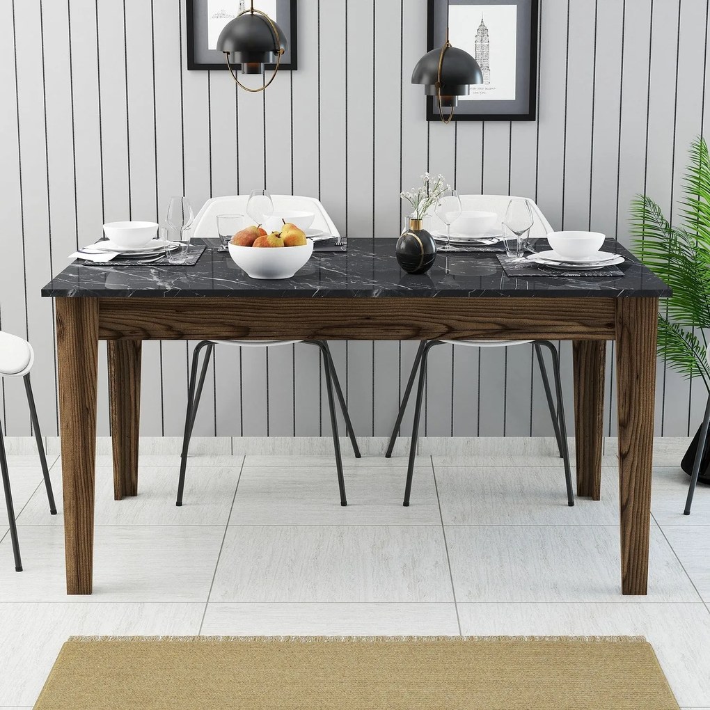 Mesa de Jantar "Milano" com Arrumação – 145x88x75 cm – Nogueira e Pret