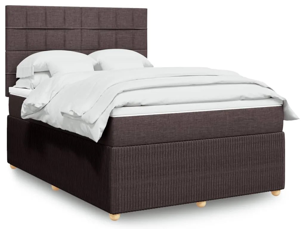Cama com molas/colchão 140x190 cm tecido castanho-escuro