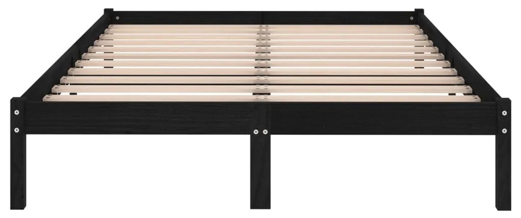 Estrutura de cama 140x190 cm pinho maciço preto